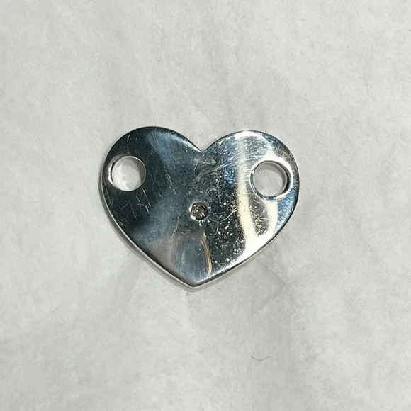 Sterling Silver Heart Connector Pendant, 925, Genuine 0.50-Ct Diamond, ~1” - Picture 2 of 7